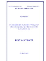 đánh giá diễn biến chất lượng nước lưu vực sông cầu đoạn chạy qua tỉnh thái nguyên giai đoạn 2008 – 2013