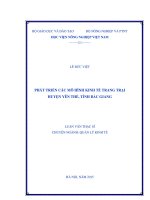 phát triển các mô hình kinh tế trang trại huyện yên thế, tỉnh bắc giang