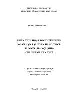 phân tích hoạt động tín dụng ngắn hạn tại ngân hàng tmcp sài gòn  hà nội (shb) chi nhánh cần thơ