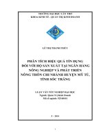 phân tích hiệu quả tín dụng đối với hộ sản xuất tại ngân hàng nông nghiệp và phát triển nông thôn chi nhánh huyện mỹ tú, tỉnh sóc trăng