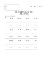 Đề thi lớp 1 cuối học ky 2