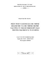 phân tích và đánh giá chu trình doanh thu và chu trình chi phí tại công ty trách nhiệm hữu hạn thương mại dịch vụ tuấn hồng