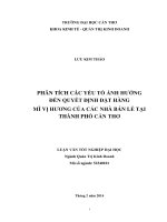 phân tích các yếu tố ảnh hưởng đến quyết định đặt hàng mì vị hương của các nhà bán lẻ tại thành phố cần thơ