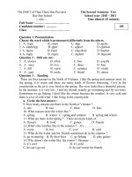 de thi hoc ky 2 tieng anh 6 2011