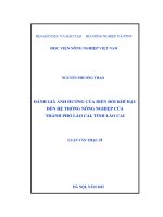 đánh giá ảnh hưởng của biến đổi khí hậu đến hệ thống nông nghiệp của thành phố lào cai, tỉnh lào cai
