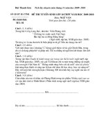 Đề tuyển sinh văn Hà Tĩnh