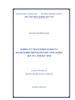 nghiên cứu trách nhiệm xã hội của doanh nghiệp trên địa bàn khu công nghiệp quế võ 1, tỉnh bắc ninh