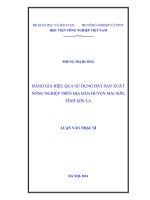 đánh giá hiệu quả sử dụng đất sản xuất nông nghiệp trên địa bàn huyện mai sơn, tỉnh sơn la