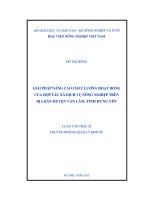 giải pháp nâng cao chất lượng hoạt động của hợp tác xã dịch vụ nông nghiệp trên địa bàn huyện văn lâm, tỉnh hưng yên