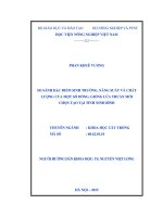 so sánh đặc điểm sinh trưởng, năng suất và chất lượng của một số dòng, giống lúa thuần mới chọn tạo tại tỉnh ninh bình