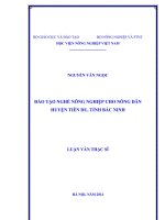 đào tạo nghề nông nghiệp cho nông dân huyện tiên du, tỉnh bắc ninh