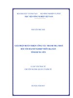 giải pháp hoàn thiện công tác thanh tra thuế đối với doanh nghiệp trên địa bàn tỉnh hưng yên