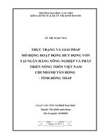 thực trạng và giải pháp mở rộng hoạt động huy động vốn tại ngân hàng nông nghiệp và phát triển nông thôn việt nam chi nhánh tân hồng  tỉnh đồng tháp