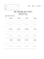 Đề thi Môn toán Lớp 1 Học Kỳ 2