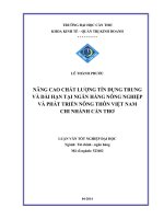 nâng cao chất lượng tín dụng trung và dài hạn tại ngân hàng nông nghiệp và phát triển nông thôn việt nam chi nhánh cần thơ