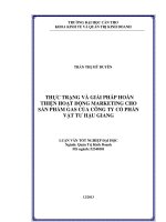 thực trạng và giải pháp hoàn thiện hoạt động marketing cho sản phẩm gas của công ty cổ phần vật tư hậu giang