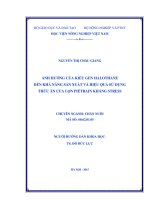 ảnh hưởng của kiểu gen halothane đến khả năng sản xuất và hiệu quả sử dụng thức ăn của lợn piétrain kháng stress