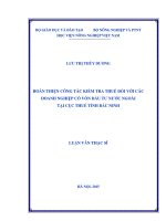 hoàn thiện công tác kiểm tra thuế đối với các doanh nghiệp có vốn đầu tư nước ngoài tại cục thuế tỉnh bắc ninh