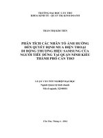 phân tích các nhân tố ảnh hưởng đến quyết định mua điện thoại di động thương hiệu samsung của người tiêu dùng tại quận ninh kiều thành phố cần thơ