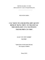 các nhân tố ảnh hưởng đến quyết định sử dụng thức ăn nhanh tại nhà hàng kfc của người dân thành phố cần thơ