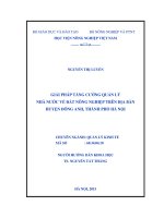 giải pháp tăng cường quản lý nhà nước về đất nông nghiệp trên địa bàn huyện đông anh, thành phố hà nội