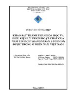khảo sát thành phần hóa học và điều kiện ly trích hoạt chất của nấm linh chi (ganoderma lucidum) được trồng ở miền nam việt nam