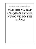 CÂU HỎI VÀ ĐÁP ÁN: QUẢN LÝ NHÀ NƯỚC VỀ ĐÔ THỊ PHẦN 3