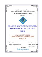 khảo sát quy trình sản xuất bia tại công ty bia sài gõn – sóc trăng