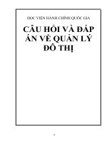 CÂU HỎI VÀ ĐÁP ÁN  QUẢN LÝ NHÀ NƯỚC VỀ QUẢN LÝ ĐÔ THỊ  HỌC VIỆN HÀNH CHÍNH QUỐC GIA