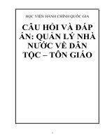 CÂU HỎI VÀ ĐÁP ÁN: QUẢN LÝ NHÀ NƯỚC VỀ DÂN TỘC – TÔN GIÁO  PHẦN 1