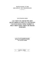 các nhân tố ảnh hưởng đến quyết định gửi tiền của người dân vào ngân hàng nông nghiệp và phát triển nông thôn chi nhánh ninh kiều