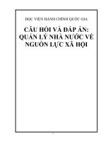 CÂU HỎI VÀ ĐÁP ÁN: QUẢN LÝ NHÀ NƯỚC VỀ QUẢN LÝ NGUỒN LỰC XÃ HỘI  HỌC VIỆN HÀNH CHÍNH QUỐC GIA