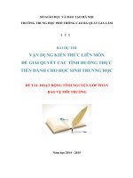 vận dụng kiến thức liên môn giải quyết tình huống hoạt động tình nguyện góp phần bảo vệ môi trường