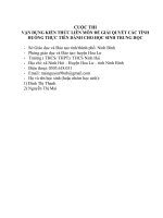 CUỘC THI  VẬN DỤNG KIẾN THỨC LIÊN MÔN ĐỂ GIẢI QUYẾT CÁC TÌNH HUỐNG THỰC TIỄN DÀNH CHO HỌC SINH TRUNG HỌC Hiện tượng hút thuốc lá ở học sinh