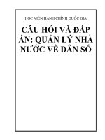 CÂU HỎI VÀ ĐÁP ÁN: QUẢN LÝ NHÀ NƯỚC VỀ DÂN SỐ