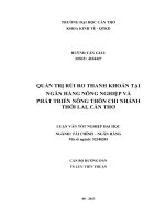 quản trị rủi ro thanh khoản tại ngân hàng nông nghiệp và phát triển nông thôn chi nhánh thới lai, cần thơ