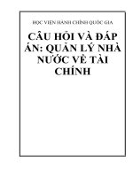 CÂU HỎI VÀ ĐÁP ÁN: QUẢN LÝ NHÀ NƯỚC VỀ TÀI CHÍNH
