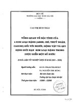 Tổng quan về độc tính của 4 kim loại nặng (asen, chì, thủy ngân, cadimin) đối với người, động vật và qui định giới hạn kim loại nặng trong dược điển một số nước