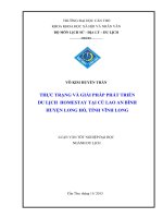 thực trạng và giải pháp phát triển du lịch homestay tại cù lao an bình huyện long hồ, tỉnh vĩnh long