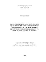 khảo sát quy trình công nghệ chế biến, định mức sản phẩm tôm thẻ chân trắng (penaeus vannamei) lột pto đông block và hệ thống quản lý chất lƣợng haccp tại công ty tnhh việt hải – hậu giang