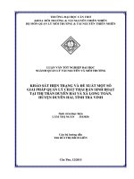 khảo sát hiện trạng và đề xuất một số giải pháp quản lý chất thải rắn sinh hoạt tại thị trấn duyên hải và xã long toàn, huyện duyên hải, tỉnh trà vinh