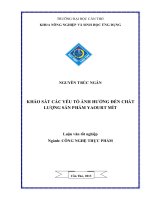 khảo sát các yếu tố ảnh hưởng đến chất lượng sản phẩm yaourt mít
