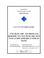 ứng dụng ahp  gis trong xác định khu vực xây dựng nhà máy năng lượng sinh học ở tỉnh an giang