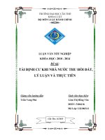 tái định cư khi nhà nước thu hồi đất, lý luận và thực tiễn