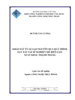 khảo sát tỷ lệ gạo nguyên qua quá trình xay xát tại xí nghiệp chế biến gạo xuất khẩu thạnh thắng
