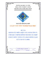 khảo sát điều kiện nảy mầm tối ưu cho quá trình hình thành các hợp chất chức năng của hai giống gạo lứt ck 92 và đh6