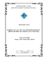 nghiên cứu các yếu tố ảnh hưởng đến quy trình chế biến sữa khoai lang tím nhật