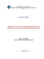 khảo sát các yếu tố ảnh hưởng đến chất lượng và khả năng bảo quản bánh mì tươi