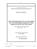 Luận văn thạc sĩ kinh tế một số giải pháp phát triển các doanh nghiệp nhỏ và vừa hoạt động trong lĩnh vực nông nghiệp trên địa bàn tỉnh thái nguyên