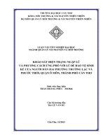 khảo sát hiện trạng ngập lũ và phương cách ứng phó với lũ để bảo vệ sinh kế của người dân hai phường trường lạc và phước thới, quận ô môn, thành phố cần thơ